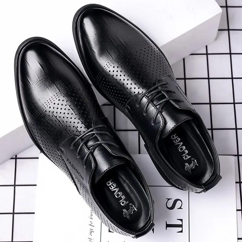 Cowhide Breathable In Summer Casual Business Men's Formal Shoes Suit Party Low Price Luxury Designer 2024 Style Social Shoe Male