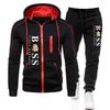 Men's Casual Sports Cardigan Zipper Hoodie & Sweatpants Set with Velvet