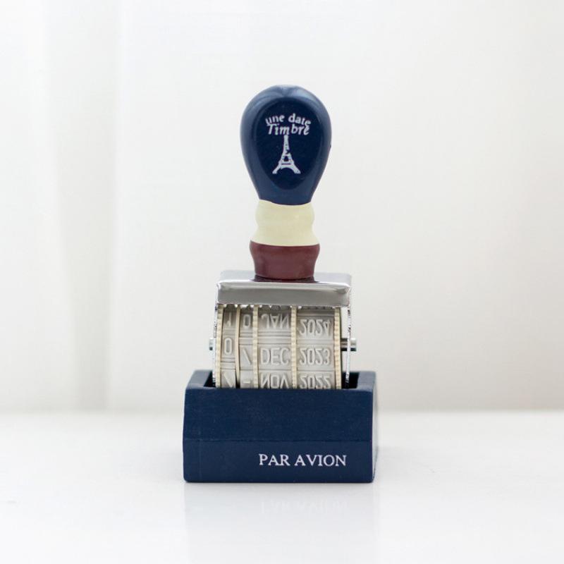 Zakka-Style Vintage Date Stamp Roller: Imitation Postmark Effect