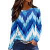 Women's Fashion Hem Slit Casual Floral Print Round Neck Long Sleeve Top