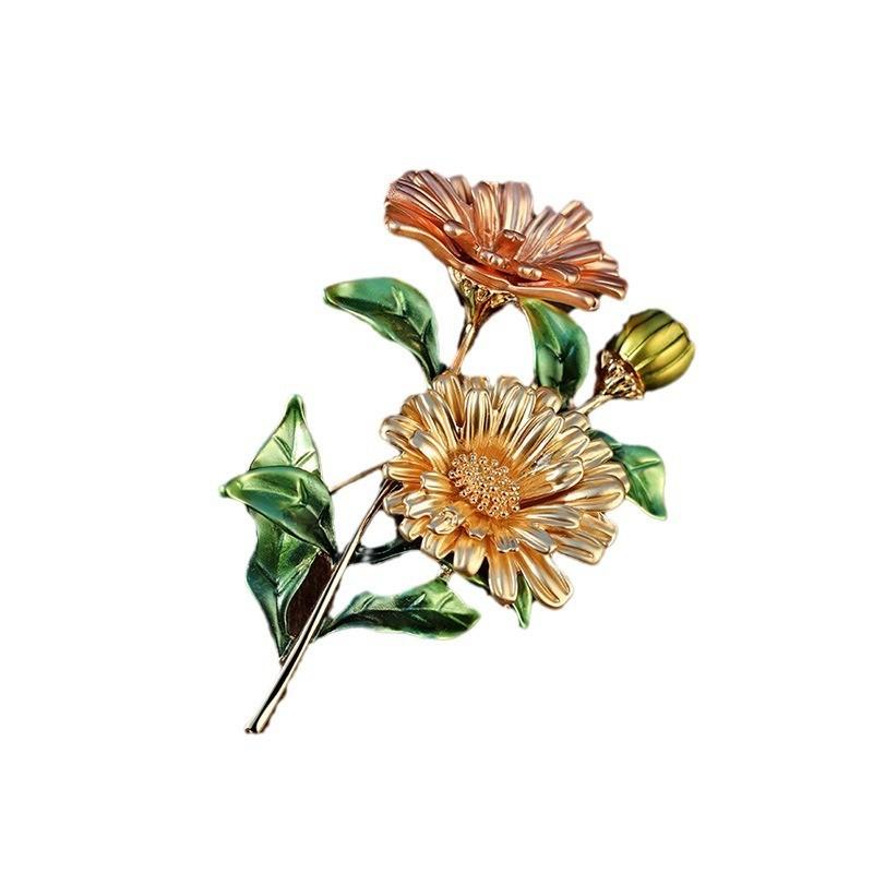 Vintage Floral Brooch Pin With Alloy Material For Wedding Gift And Souvenir