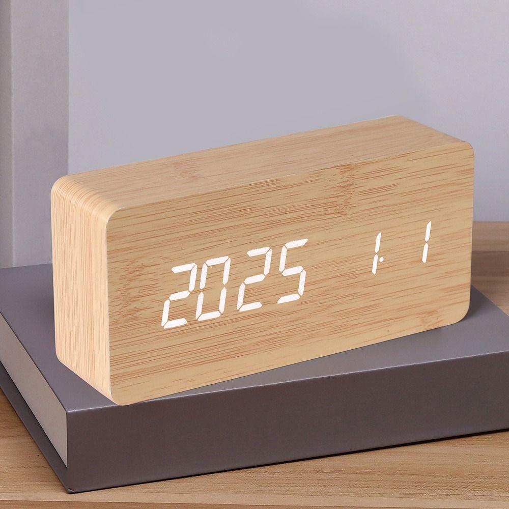 Multi-functional Digital Clock Wood Smart Alarm Clock Versatile Desktop Clock Desk Use