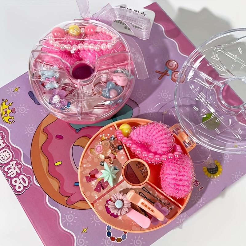 

7 шт. комплект ювелирных изделий для девочек, браслеты, кольца, коробка для пончиков, нарядная игрушка, сувениры на вечеринку, подарок на день рождения для детей, малышей Plastic
