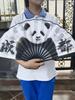 Panda Huahua Fan 10inch Men's Large Folding Fan Creative Hand-Painted Silk Cloth Folding Fan Chengdu Souvenir Gift China