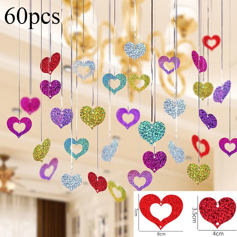Colorful Heart Laser Sequined Rain Balloon Pendant Romantic Wedding Room Birthday Party Decoration Balloon Accessories