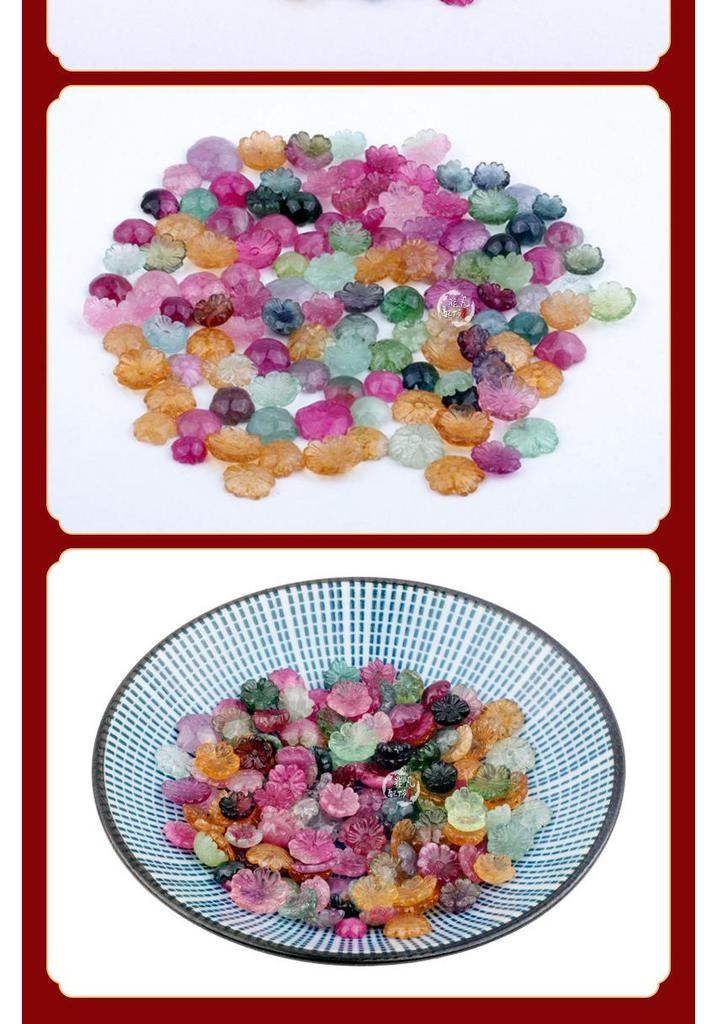 Tourmaline Candy Colored Beads: Small Flower Petals for DIY Crystal Bracelets.
