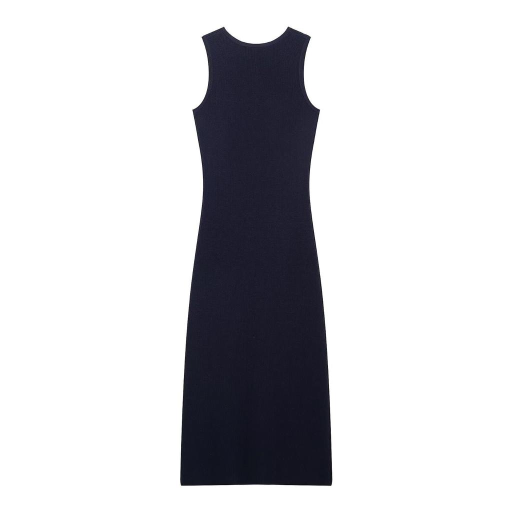 2025 Spring Women's European & American Slim Knit Sleeveless Single-Breasted High-Waisted Dress
