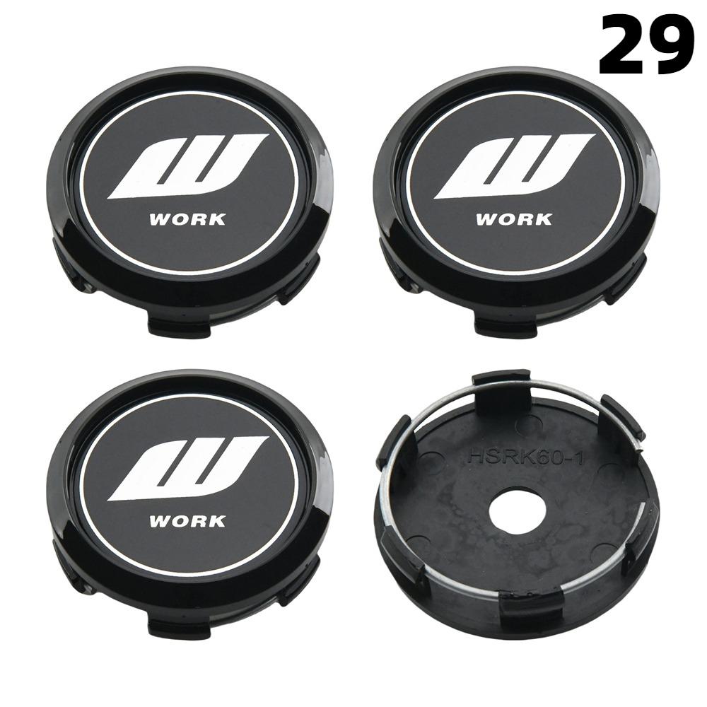 4PCS OD 60MM / ID 56MM Cap For Rims WORK EMOTION EQUIP MEISTER VS Emblem Wheel Center Cap Sport Car Logo Wheel Cover Hub Caps