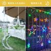 LED Star and Moon String Lights with Remote Control, Starry and Moon Christmas Decorations, USB Operated, 138 Starlight Bulbs, Timer Function,