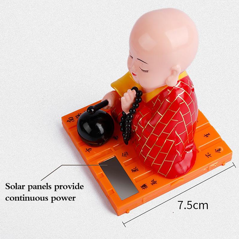 Cute Car Ornament Solar Shake Head Little Monk Good Fortune Car Rearview Pendant