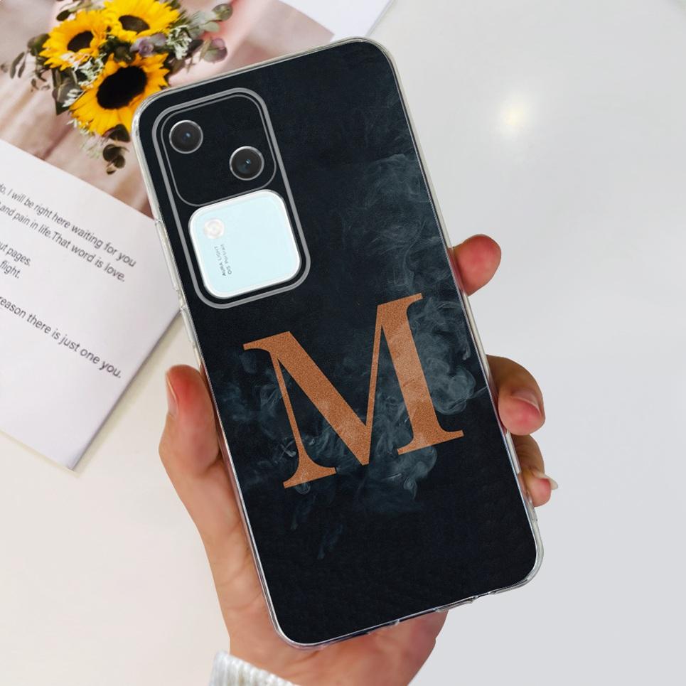 For Cover Vivo S18 5G Phone Case Initials Letter Soft Silicone Back Shell For Vivo S18 Pro Coques Bumper Transparent VivoS18 Pro