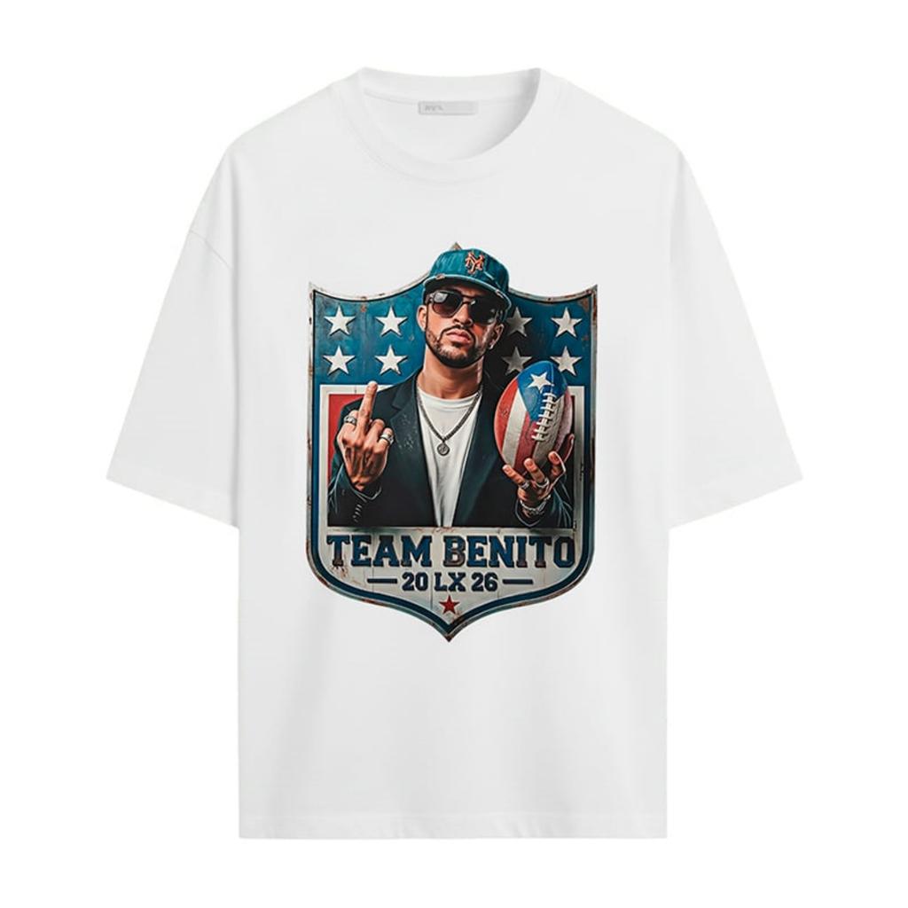 BAD BUNNY SUPERBOWL 2026 T-shirt Grafica Uomo Donna Girocollo Cotone Oversize Y2k Manica Corta Alta Qualità Abbigliamento Femminile Maschile