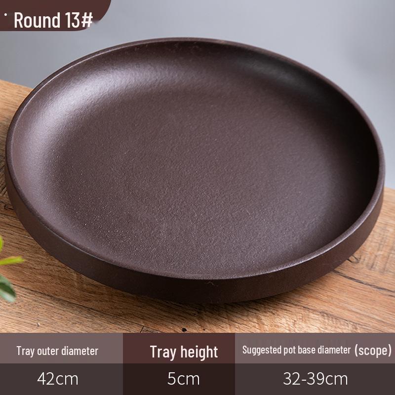 Purple Clay Ceramic Flower Pot Tray - Rectangular/Round Base for Water Catching Bonsai