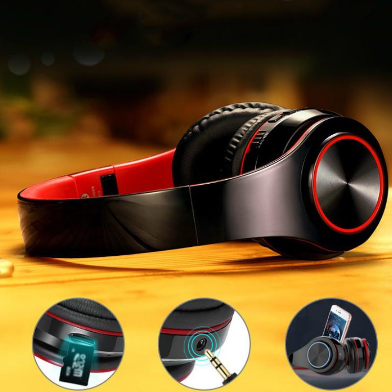 Light-emitting Headband Bluetooth Headset Foldable HI FI Game Sport Plug-in Card with Microphone