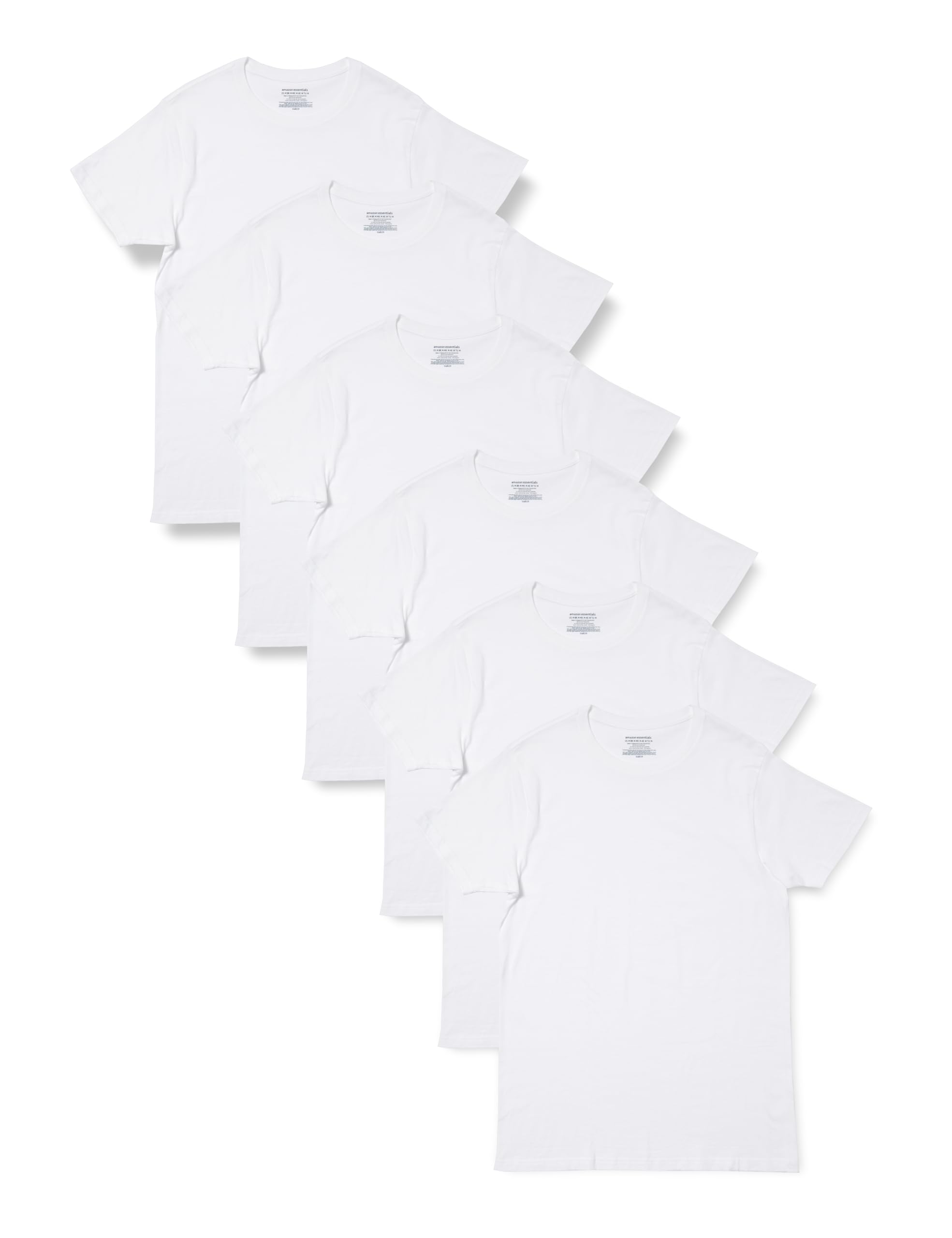 

Amazon Essentials Crew Neck Short Sleeve Size Perfect for Everyday Wear 6-Pack Men s T-Shirts, White, Small, белый