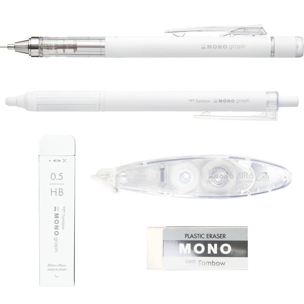 

Набор канцелярских принадлежностей Tombow Pencil MONO Серый Белый Набор Механическая Шариковая Корректирующая 5 предметов (Механический карандаш, Ручка, Ластик, Ручка, Лента) ПКК-541БАЗ