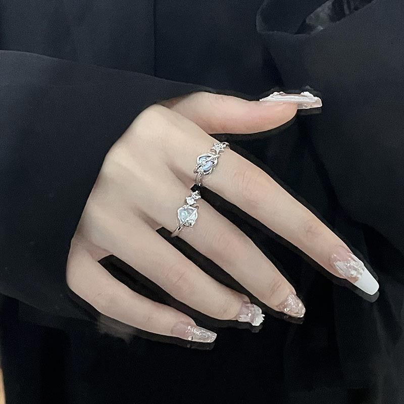 Niche Design Sense, Bear Love, Moonstone Opening, Simple And Advanced Sense, Personalized Index Finger Ring, Female