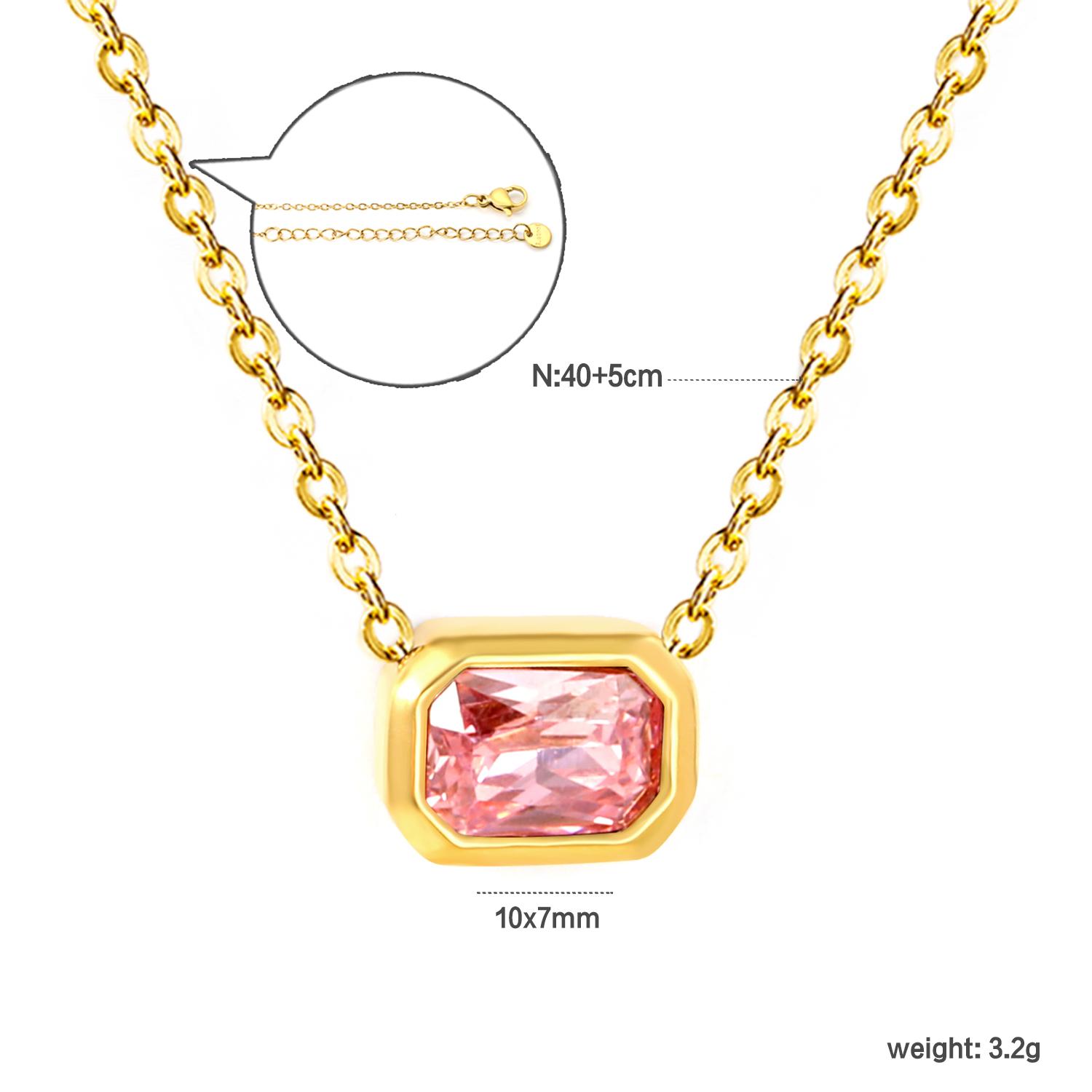 

Girls Gentle Style Cross Chain Rectangular Bezel Encrusted Zircon Pendant Necklace Sweet Cute Date Jewelry Birthday Gift