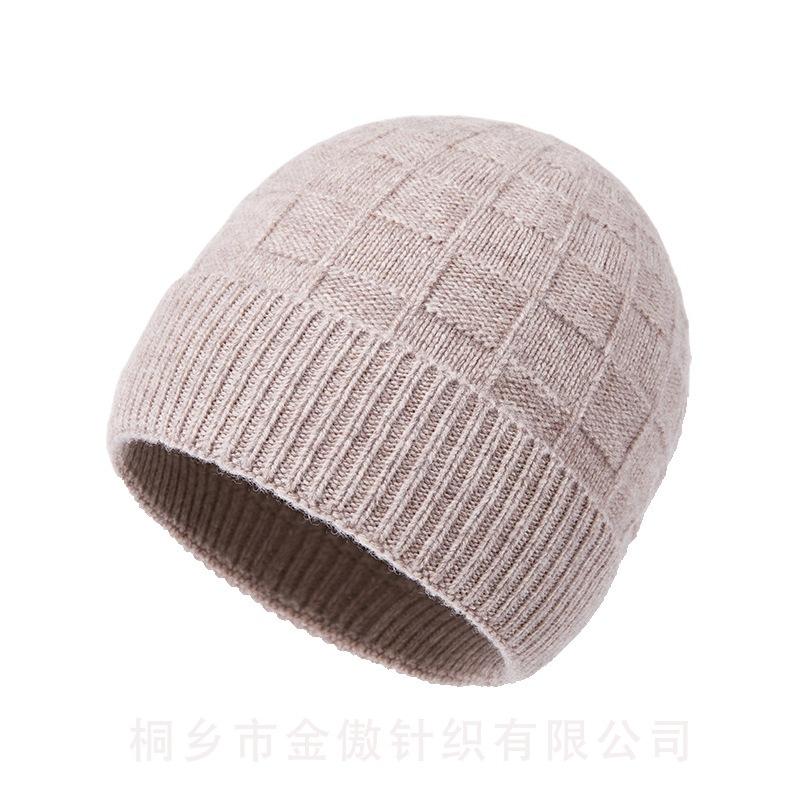 Pure wool knitted hat men's winter warm middle-aged and elderly wool hat ear protection windproof elderly hat