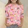 Kids Animal Print Crew Neck 3/4 Sleeve Casual T Shirt Soft Fabric Lightweight Comfortable Fit for Everyday Wear