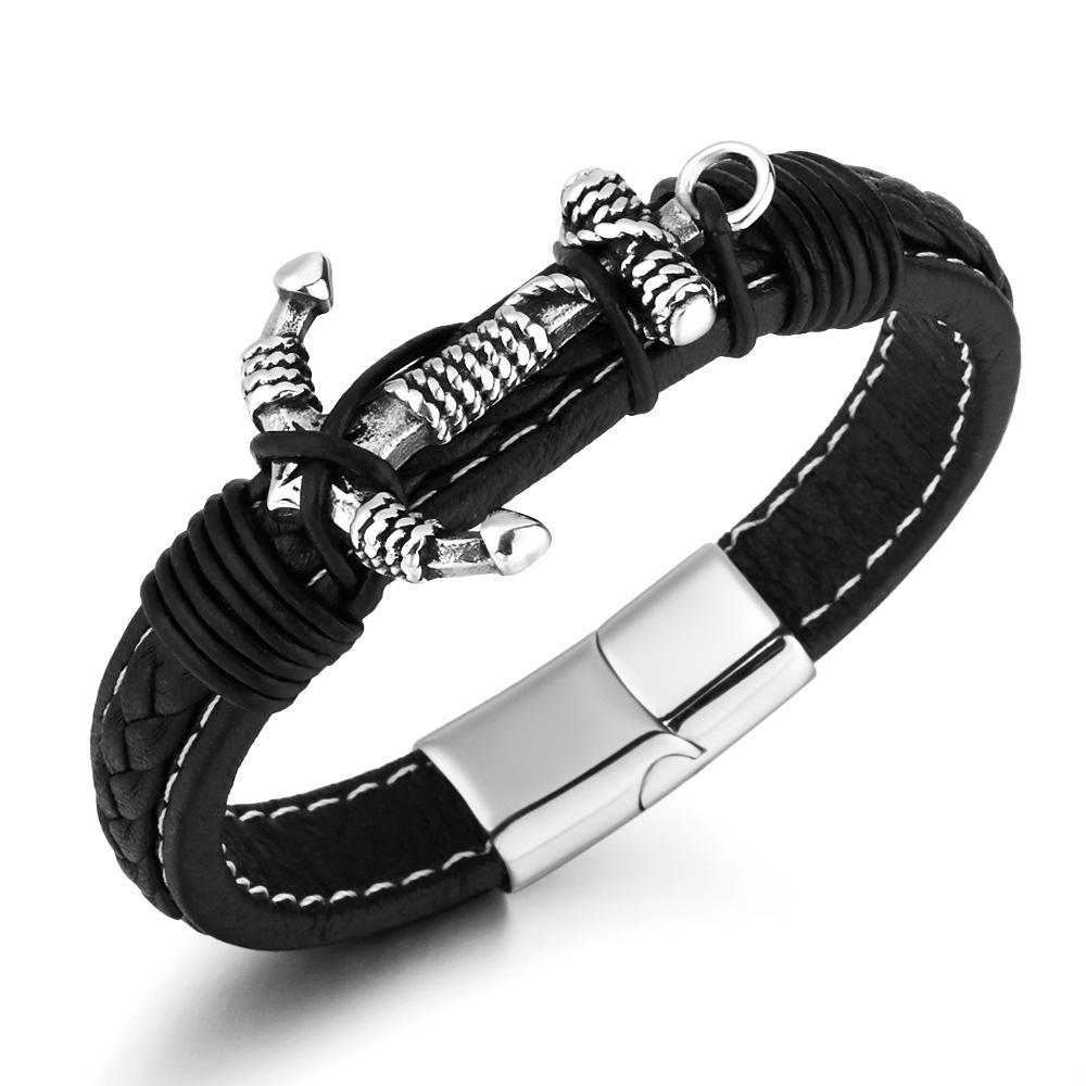 High Quality Vintage Men s Leather Bracelet Black Braided Cross Pattern Fashion Bangles Custom Logo Men Jewelry Gift leather bracelet серебряный