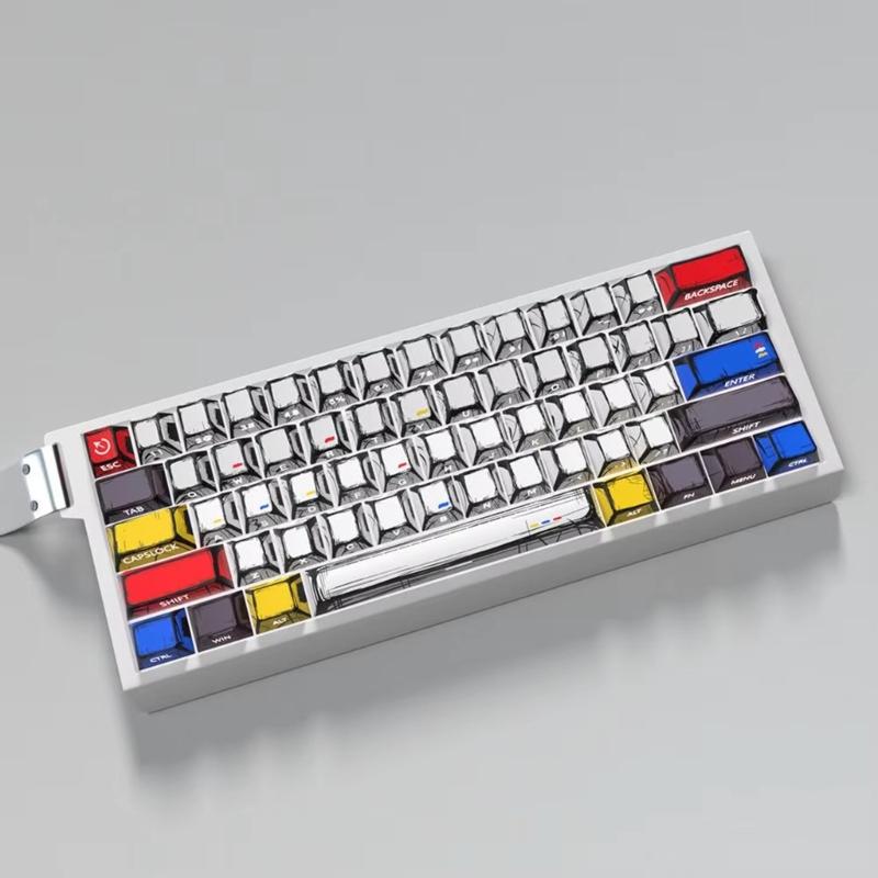 64/74Key Side Print Translucents Keycaps Comics Style Original Profile Sublimations Backlit Keycap for Mechanical Keyboards