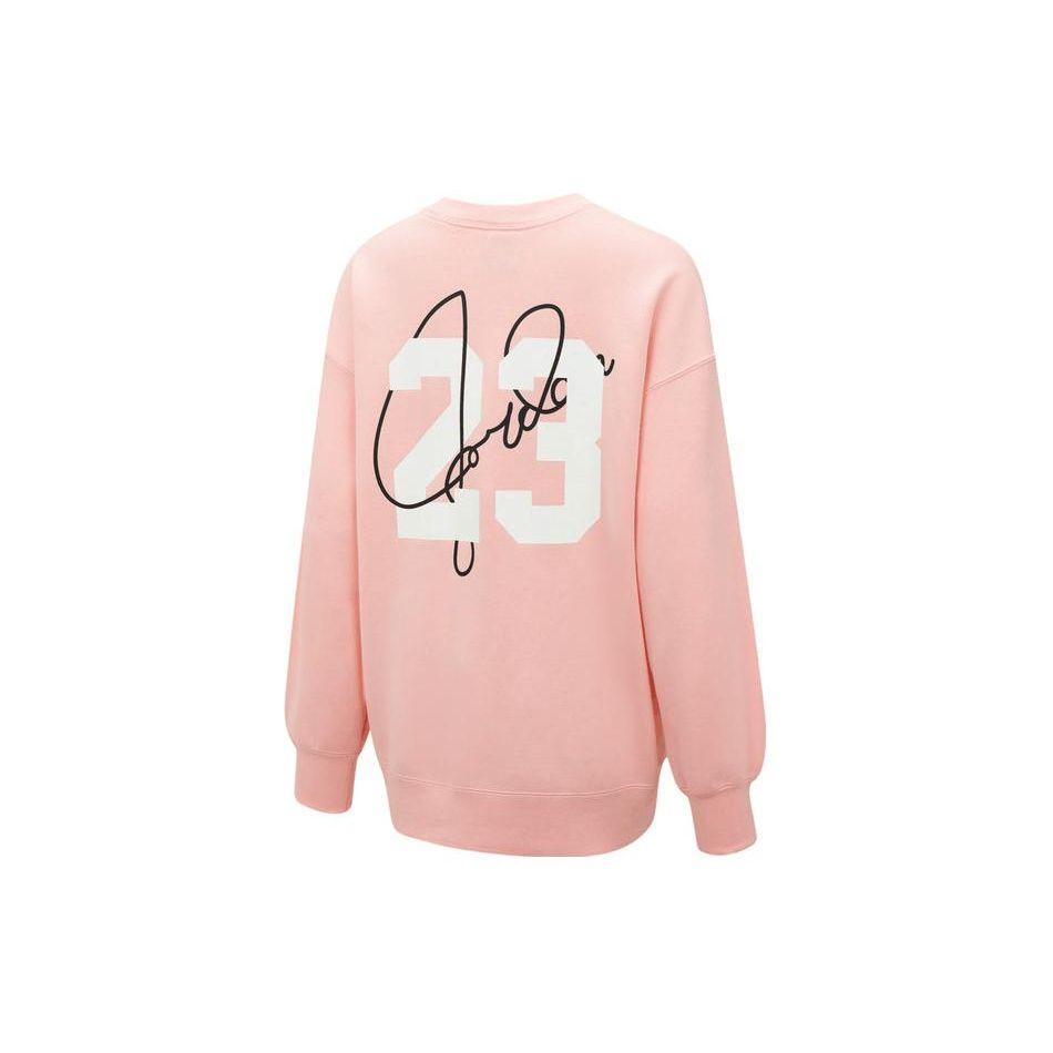 Jordan Solid Color Crew Neck Casual Long Sleeve Sweatshirt Women Tops Pink HF1120-651