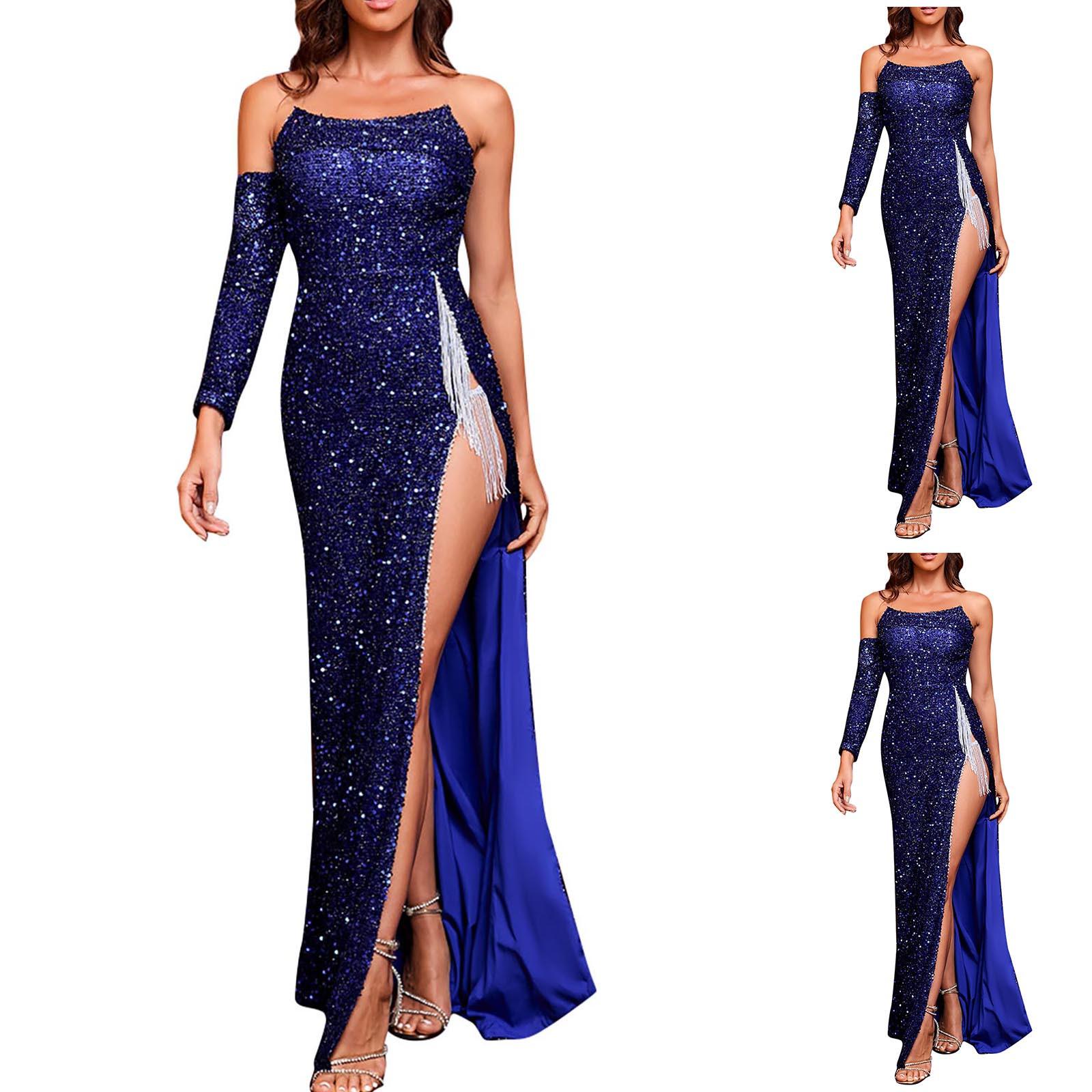 

Women s Fashion Solid Color Sexy Sequin Sheath Evening Dress