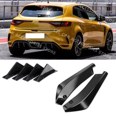 For Renault Megane 2 3 4 RS 200 300 / Clio Mk 3 4 5 Rear Bumper Splitter Cover + Diffuser Shark Fin Sticker Car Accessories