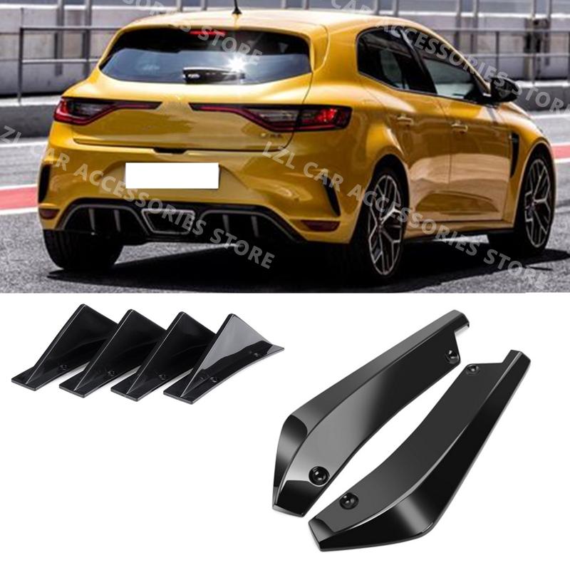 For Renault Megane 2 3 4 RS 200 300 / Clio mk 3 4 5 Rear Bumper Splitter Cover + Diffuser Shark Fin Sticker Car Accessories