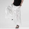 Men Ice Silk Wide Leg Pants Solid Color Loose Joggers Elastic Waist Trousers Men Streetwear Vintage Casual Long Pants