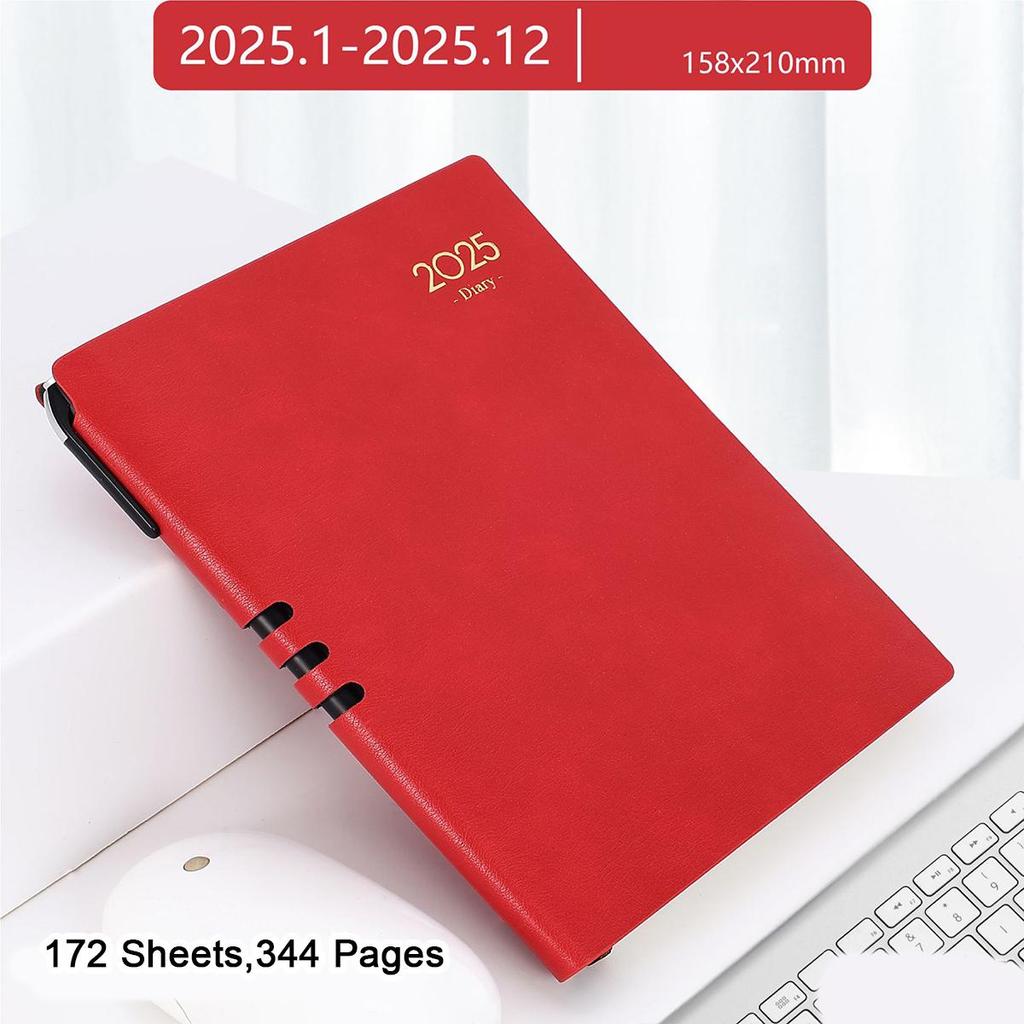 A5-Geschäftsplan aus weichem Leder, Tagesplaner für Studenten 2025, 365-Tage-Notizbuch, Notizblock, Memo, 172 Blätter, 344 Seiten