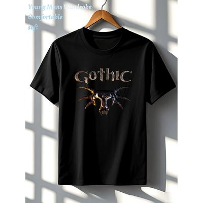 T-shirt Stile Gotico 2001 Uccello Volante e Barone Videogioco _ Battaglia Classica, Gioco Casual Adatto agli Appassionati di Giochi Gotici