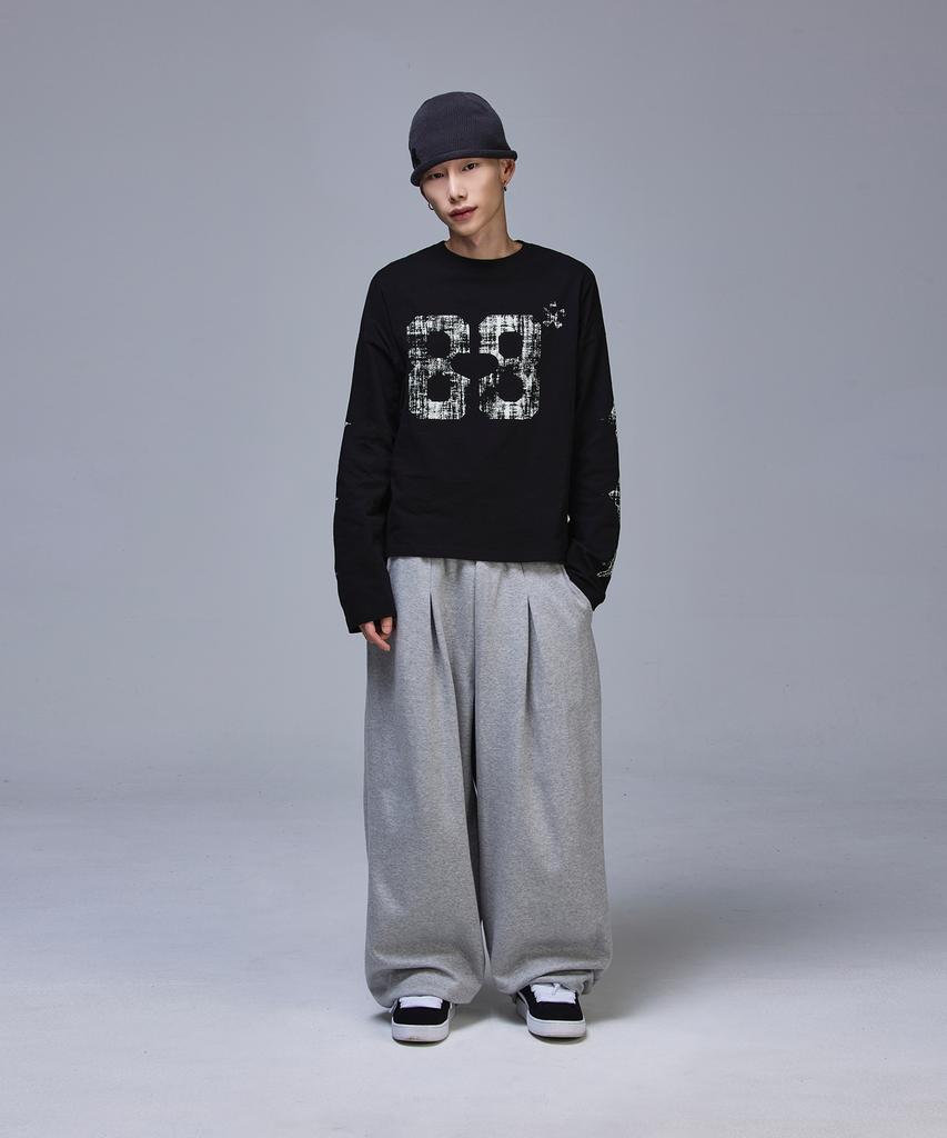 SCALLYWAG Crop Vintage Diamond Long Sleeve [Black]
