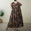 Kortärmad Plus size bomull vintage blommig ny i klänningar för kvinnor avslappnad lös lång sommarklänning