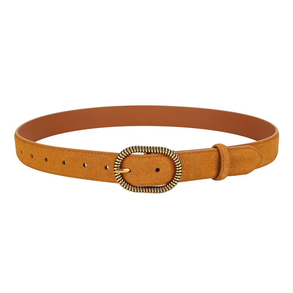 New Luxury Suede Leather Belt for Women Jeans Casual Dress Vintage Alloy Buckle Ladies Trendy Belts Fashion Waistband