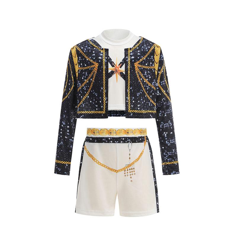 Girls Korean Star Costume 3PCS Set Jacket Shirt Shorts Dance Singer Performance Clothes for Halloween Birthday Party Role Play