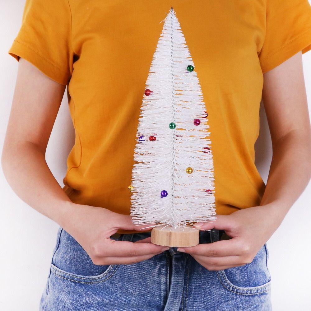 Plastic Mini White Christmas Tree with Colorful Bells Artificial Xmas Pine Tree  Party Favors
