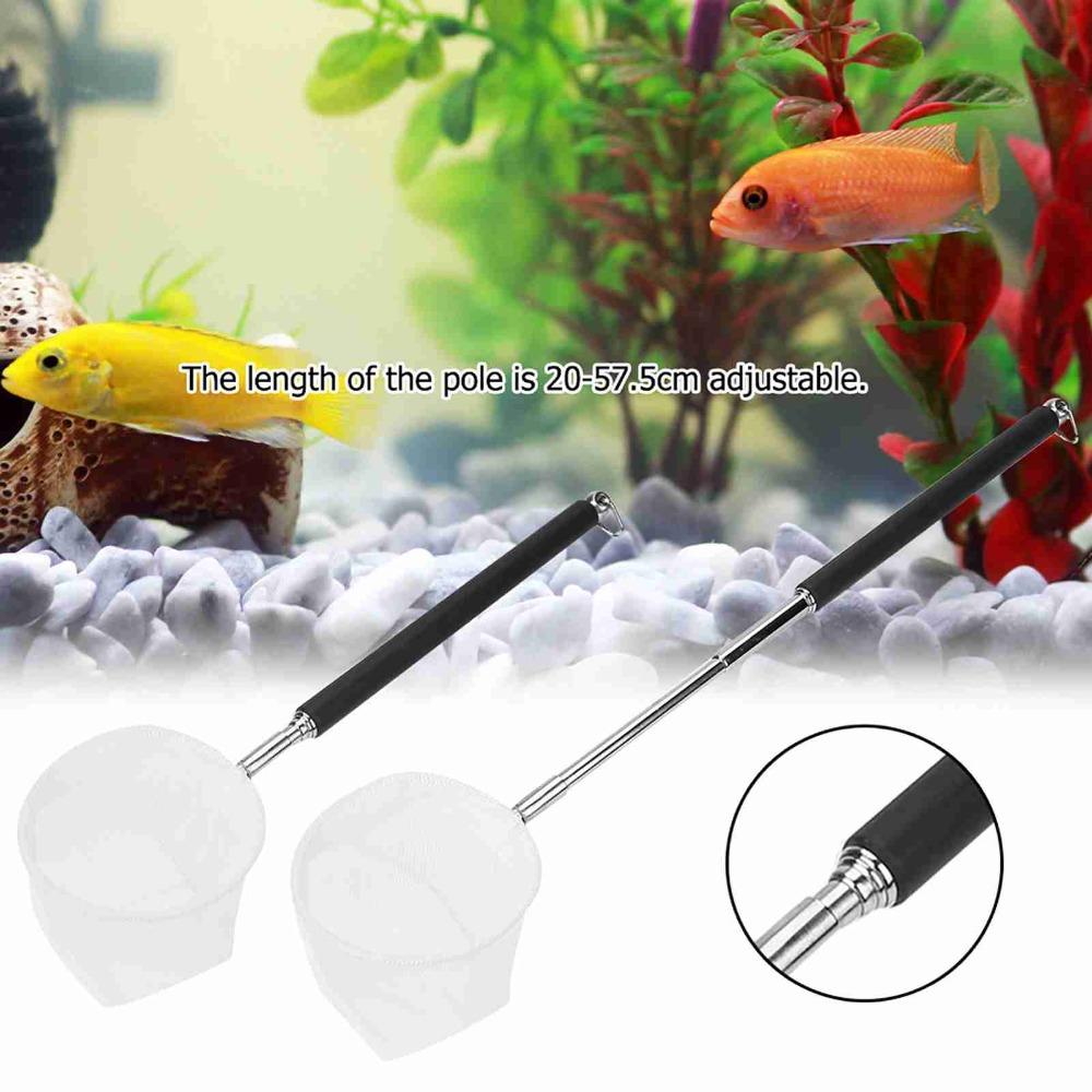 Stainless Steel Handle Adjustable Fishing Net Square Shape Round Shape Expandable Fishing Net Extendable Handle Black