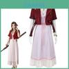 Disfraz de Cosplay de Aerith Gainsborough de Final Fantasy 7 con Atuendo de Mezclilla para Juego Anime Role Play