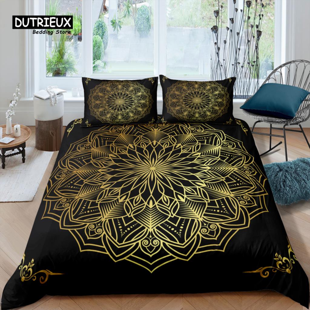 Home Living Luxury 3D Mandala Bedding Set Navy Boho Duvet Cover Pillowcase Queen and King EU/US/AU/UK Size Comforter Bedding