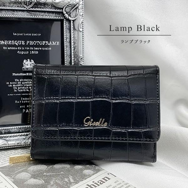 Gisele Women's Tri-fold Wallet, Compact, Small, Mini Wallet, Coin Purse, Card Slots, Large Capacity, Simple, Formal, Women's (Lamp Black)