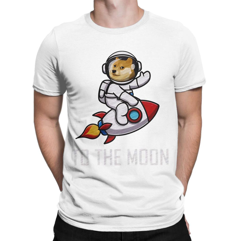 Dogecoin To The Moon Rocket Funny 100 Cotton Tshirt Dogecoin Tees Tops For Unisex