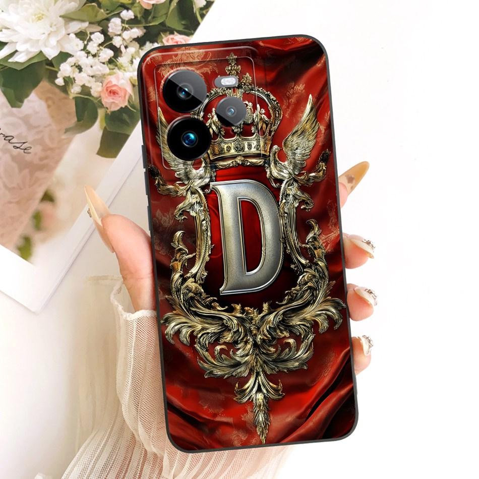 For Realme GT 7 Pro Feather Crown Initial Letter Phone Case For Realme GT7 Pro RMX5010 Soft Silicone Covers Bumpers