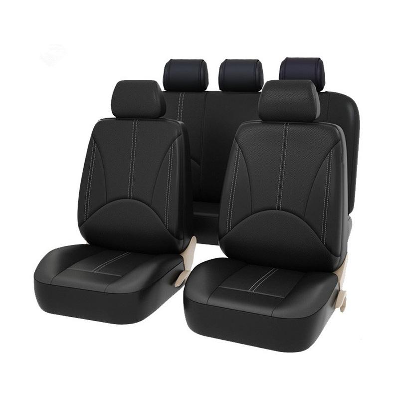 Leather Car Seat Cover Set Breathable Vehicle Seat Cushion Full Surround Cover for Car Compatible with Fit 5-Seat Auto