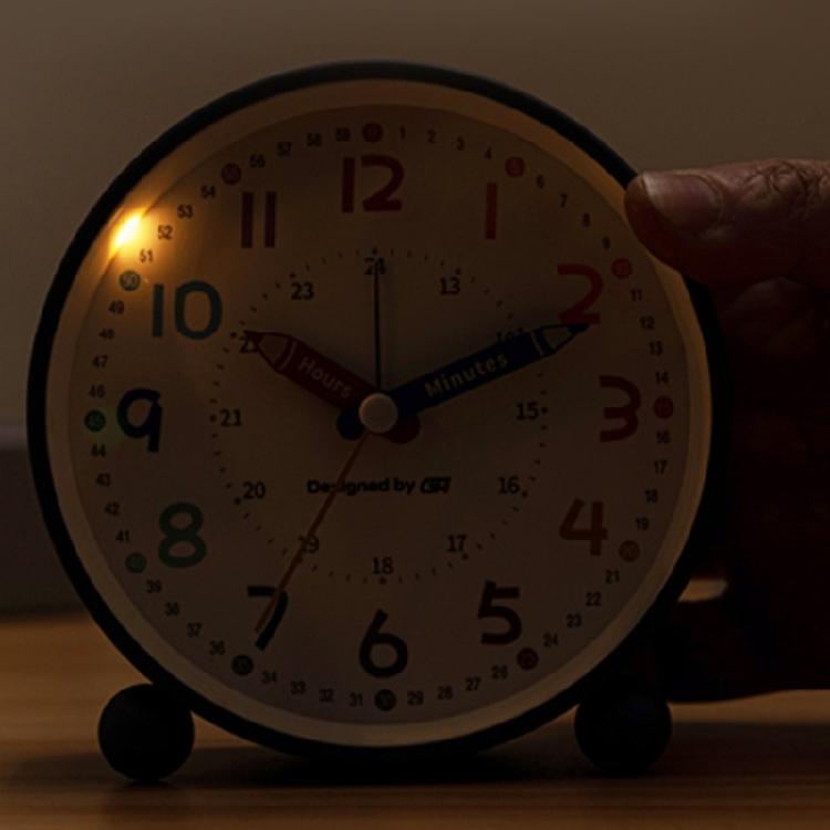 Kids Alarm Clock Bedsides Girls Boys Quiet No Ticking Battery Operated Analog Clock with Night Light Colorful Design