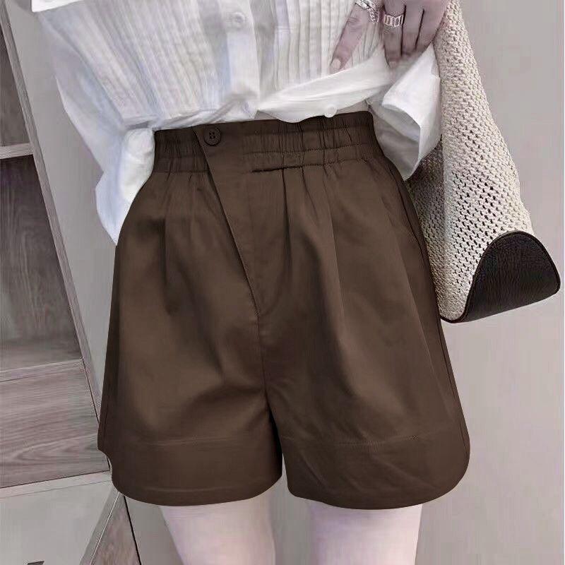 Women's 100% Cotton High Waist Summer Casual Plus Size Wide Leg Shorts