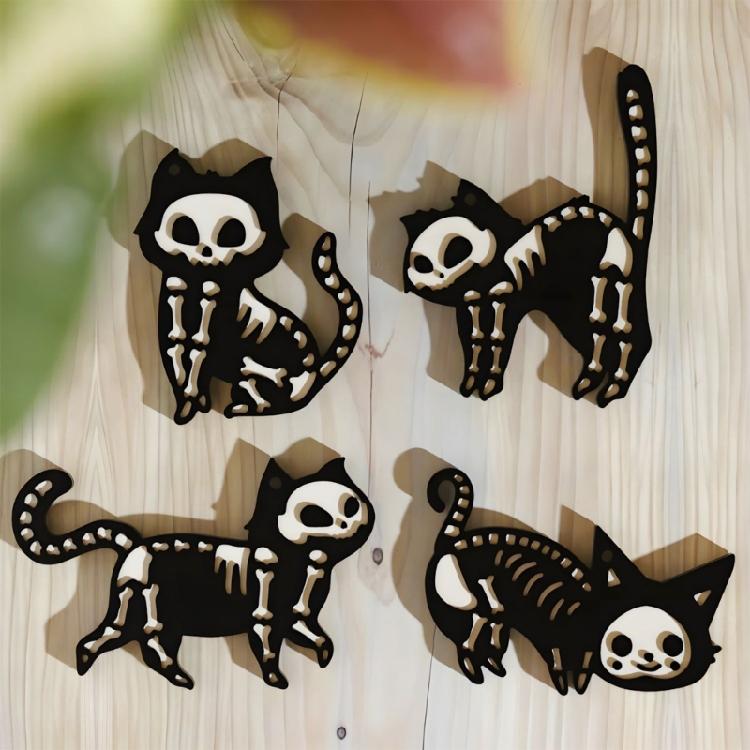 Spooky Cats Silicone Mould Halloween Decoration Crafting Tool for Resin Keychain Pendants Food Safe Materials Project