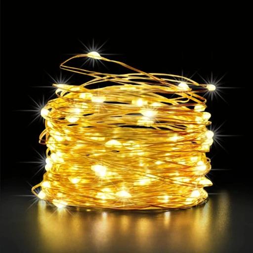 Girlanda Solarna Drucik Lampki Ogrodowe Ozdoba Na Choinkę 200 Led Ciepłe