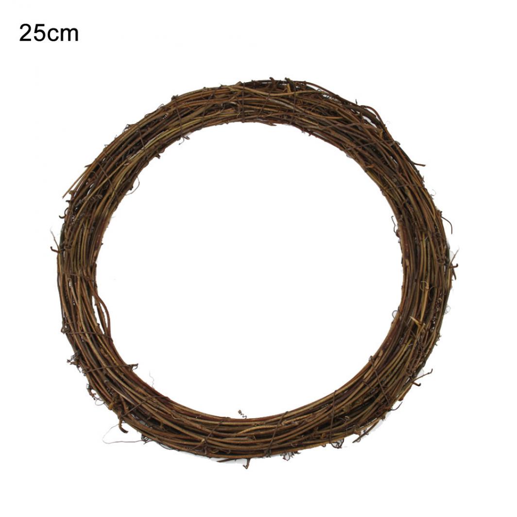 

Плетеный ротанговый обруч, натуральная гирлянда, настенный рождественский венок, украшение для елки, подвесное украшение 25cm